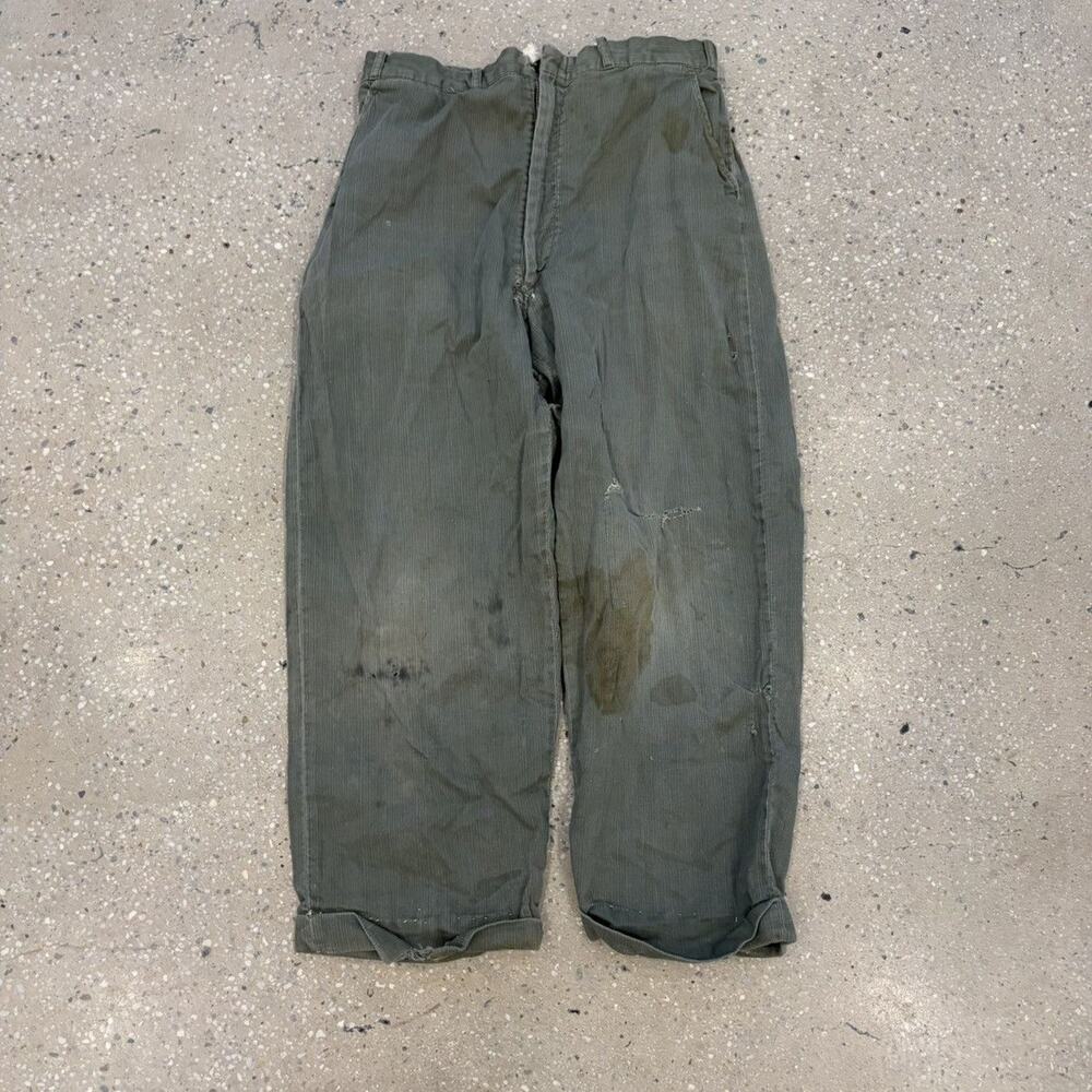 Vintage 50s Green Pique Cotton Workwear Chinos 27x23